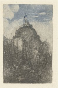 Construcción sobre una roca y descanso de los pastores con las ovejas al pie de la roca
Le Phare
Capilla alpestre
