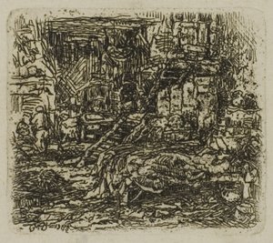 Interior de una granja de Rodolphe Bresdin