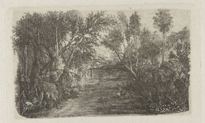 Paisaje con arroyo y árboles en las orillas
Le Cours d