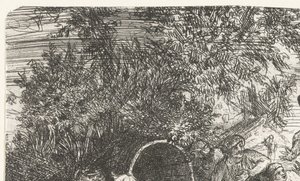 Hombre y perro con niño cerca de un barril
Escena oriental de Rodolphe Bresdin