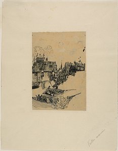 Casas antiguas y barcos de pesca de Rodolphe Bresdin