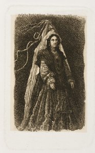 Mujer en Traje Medieval Fantástico de Rodolphe Bresdin