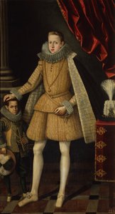 El príncipe Felipe y el enano, Miguel Soplillo, c.1620 (óleo sobre lienzo) de Rodrigo de Villandrando