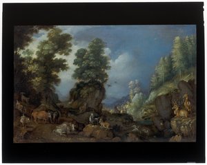 Un paisaje rocoso con animales
