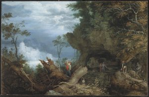 Paisaje montañoso con entrada a una mina, c.1612-13 de Roelandt Jacobsz. Savery