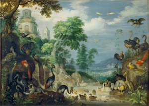 Paisaje con pájaros de Roelandt Savery
