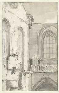 Vista del transepto de la Nieuwe Kerk, Ámsterdam, tras el incendio de 1645 de Roelant Roghman (attributed to)
