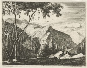 paisaje de montaña con cruz Paisajes tiroleses (título de la serie) de Roelant Roghman