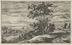 Vista del IJssel cerca de Kampen Buyten Campen (título sobre el objeto) Paisajes en el norte de los Países Bajos (Roelant Roghman) (título de la serie) de Roelant Roghman