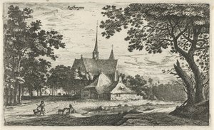 Vista de la Iglesia de San Willibrord en Klein-Zundert Rysbergen (título sobre el objeto) Escenas de aldeas en el norte de los Países Bajos (título de la serie) de Roelant Roghman