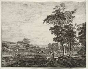 Seis vistas en el Bosque de La Haya: Placa 3, Campesino visto desde atrás de Roelant Roghman