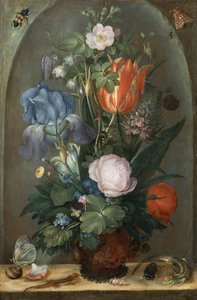 Naturaleza muerta con flores y dos lagartos, 1603