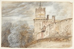 Castillo con bosque a la izquierda. ¿Castillo Schwamenburg? de Roelant Savery