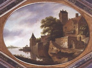 Paisaje con una casa solariega fortificada de Roelof Van Vries