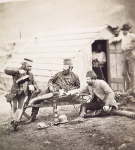 Dificultades en el campamento (Coronel Lowe y Capitanes Brown y George) de Roger Fenton