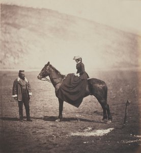 Henry Duberly Esq, Pagador del 8º (Los Dragones Ligeros Reales Irlandeses del Rey) y la Sra. Duberly montados a caballo, de un álbum de 52 fotografías asociadas con la Guerra de Crimea, 1855