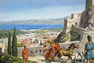 Corinto - Ciudadela en la encrucijada (gouache sobre papel) de Roger Payne