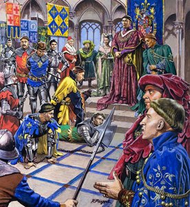 Los hombres que gobernaron Borgoña, de "Dinastías del destino" (gouache sobre papel)