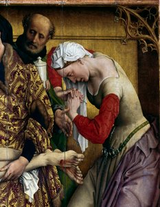 Deposición o descenso de la cruz. (Detalle) de Santa María Magdalena. Retablo de Rogier Van Der Weyden (1400-1464) 1435 Dim. 2,20 x 0,35 m Madrid, Museo del Prado de Rogier van der Weyden
