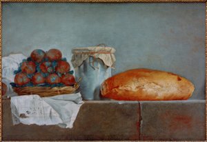 Bodegón de frutas con pan