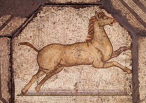 Un caballo, (detalle) de Orfeo encantando a los animales de Roman