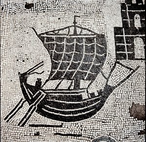 Un barco en el puerto de Ostia de Roman