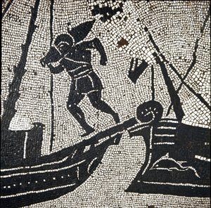 Un barco de Cagliari regresando al puerto de Ostia (mosaico)
