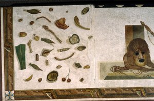 “Asarotos” (Suelo sin barrer) Fragmentos de mosaico firmado por Harakliton de Roma, siglo II d.C., Roma de Roman