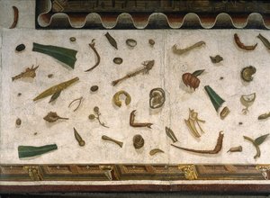 Asarotos (Piso sin barrer) Fragmentos de mosaico firmado por Harakliton de Roma, siglo II d.C., Roma