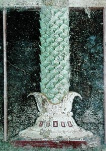 Base de una columna en el estilo de un tronco de palmera, detalle de un tablinium decorado con pinturas de estilo egipcio, c.27-14 a.C. de Roman
