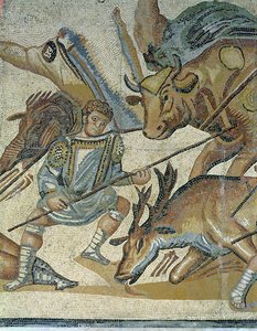 Batalla entre Gladiadores y Animales (detalle) de Roman