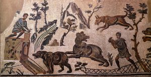 Caza de osos (mosaico, siglo IV a.C.) de Roman