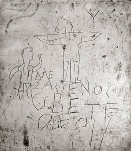 Graffiti blasfemo de una Crucifixión