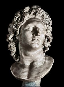 Busto de Alejandro Magno (356-323 a.C.), rey de Macedonia y conquistador de Persia. Copia romana de un original griego, siglo III-II a.C. (mármol) de Roman