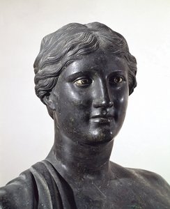 Busto de Safo, estatua de bronce, de la Villa de los Papiros, Herculano, Campania, Italia, civilización romana de Roman