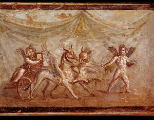 Cupidos jugando con hipogrifos (fresco) de Roman