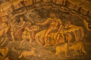 Mosaico del suelo de Cíclope, Villa Romana del Casale, Piazza Armerina, Sicilia, Italia (foto) de Roman