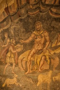 Mosaico de piso de Cíclope, Villa Romana del Casale, Piazza Armerina, Sicilia, Italia (foto) de Roman