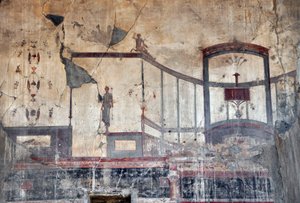 Detalle de un fresco romano, Herculano (fresco) de Roman