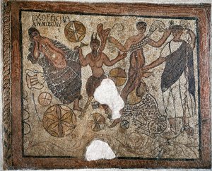Dionisio y Ariadna - Mosaico, siglo IV de Roman