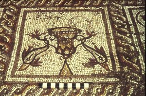 Mosaico de delfines, Insula XXVIII, Edificio 3, siglo II a.C. (mosaico) de Roman