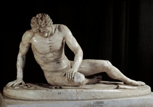 Galo moribundo - El Galo moribundo - Guerrero galo moribundo. Escultura de mármol del Grupo Ludovisi después del original de bronce de 220-210 a.C. Dim. h. 93 cm Roma, Musei Capitolini