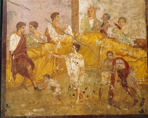 Escena de banquete, de Pompeya, Italia