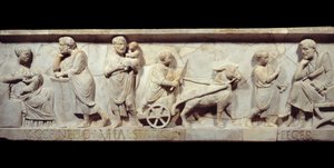 Fragmento del sarcófago de Marcus Cornelius Statius alrededor del 150 d.C. de Roman