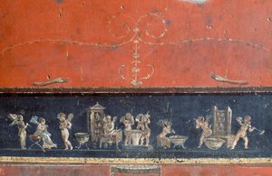 Friso que representa a cupidos, Casa de los Vettii, Pompeya (Lista del Patrimonio Mundial de la Unesco) de Roman