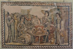 Simpósio funerario, de la necrópolis de Antioquía, finales del siglo IV d.C.