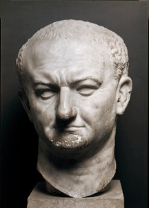 Cabeza del emperador romano Vespasiano (Tito Flavio Vespasiano) (9-79 d.C.) - Escultura de mármol, altura 40 cm - Roma, Museo Nazionale Romano de Roman