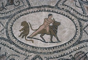Hércules y el toro cretense, del suelo de 