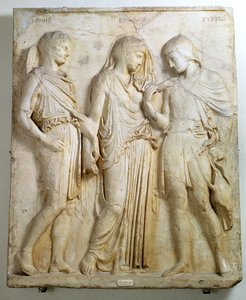Hermes, Orfeo y Eurídice, relieve, copia romana de un original griego del siglo V a.C. (mármol)