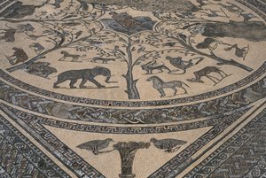 Casa de Orfeo, Orfeo rodeado de animales salvajes (detalle) de Roman